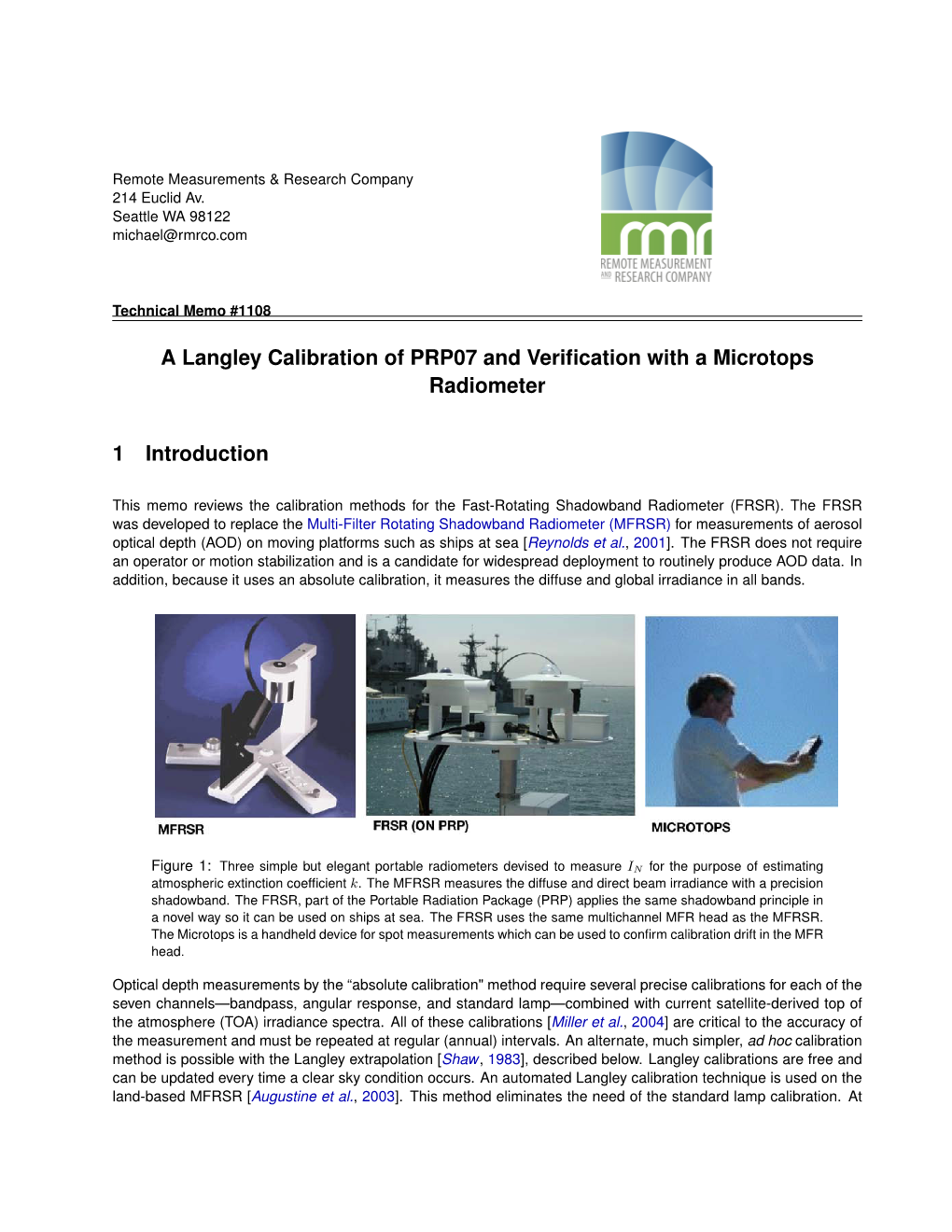 A Langley Calibration of PRP07 and Verification with a Microtops