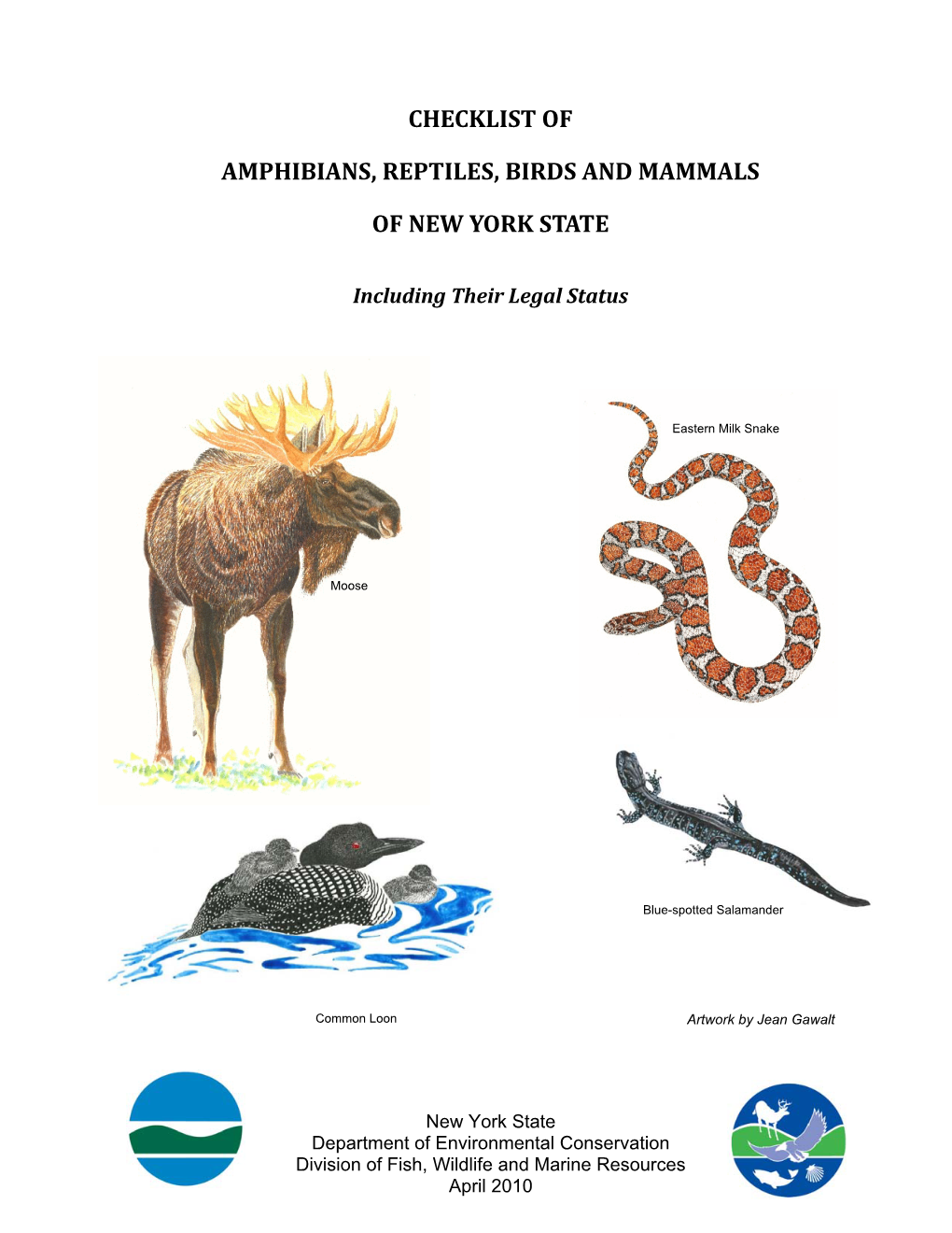 Checklist of Amphibians, Reptiles, Birds and Mammals of New York