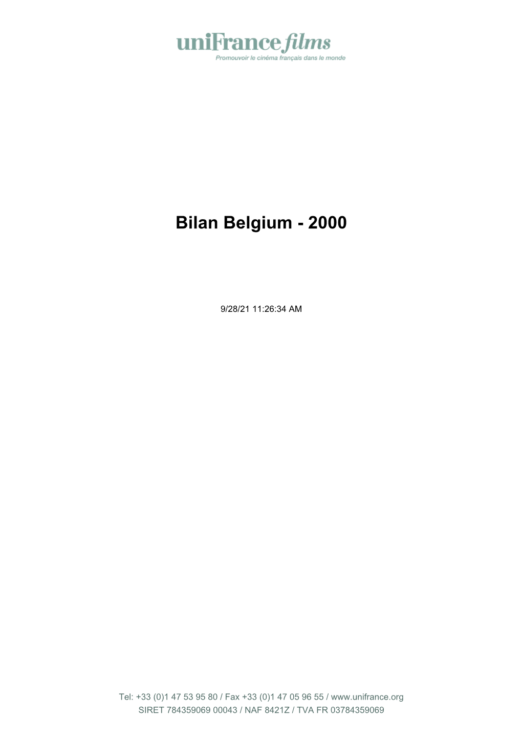 Bilan Belgium - 2000