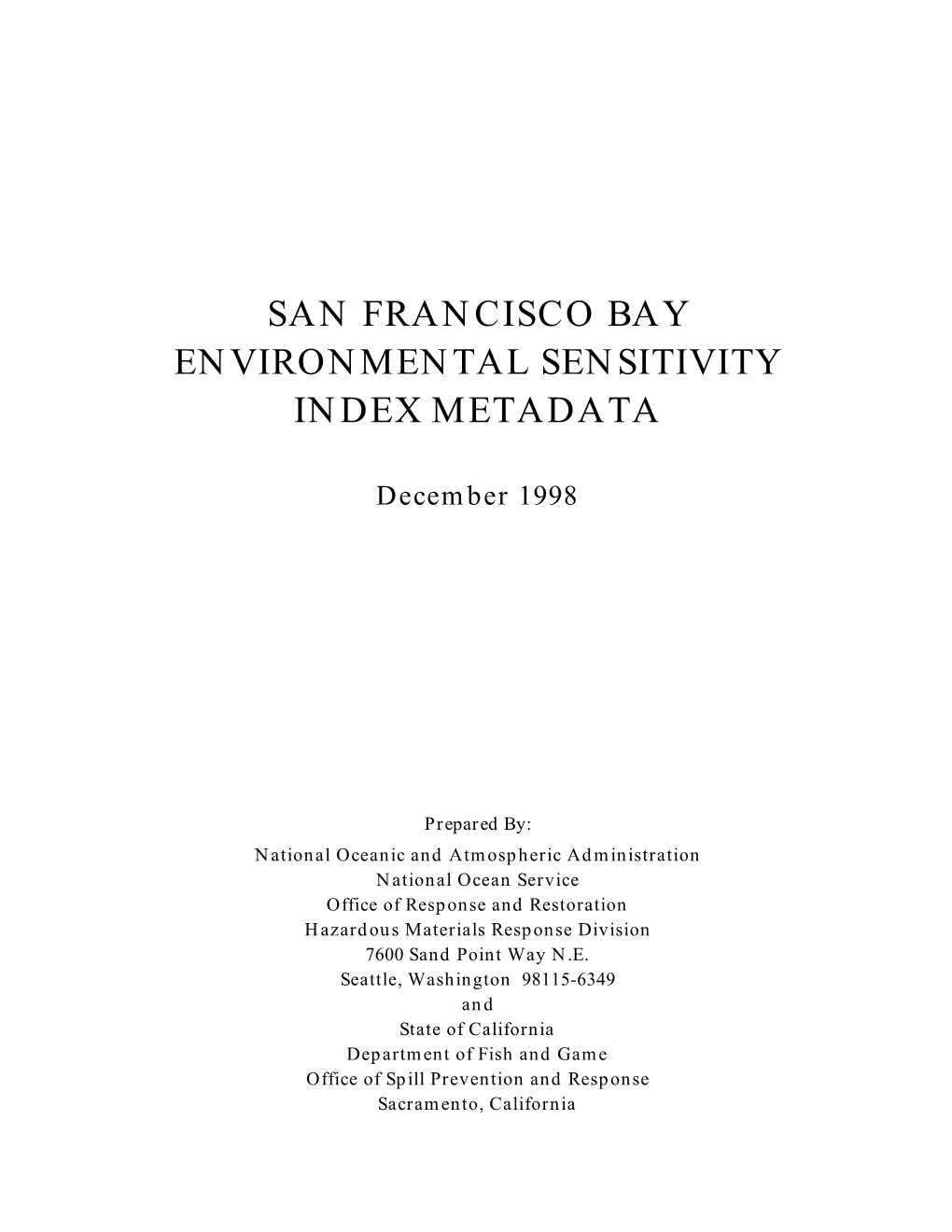 Metadata for San Francisco Bay Environmental Sensitivity Index Metadata