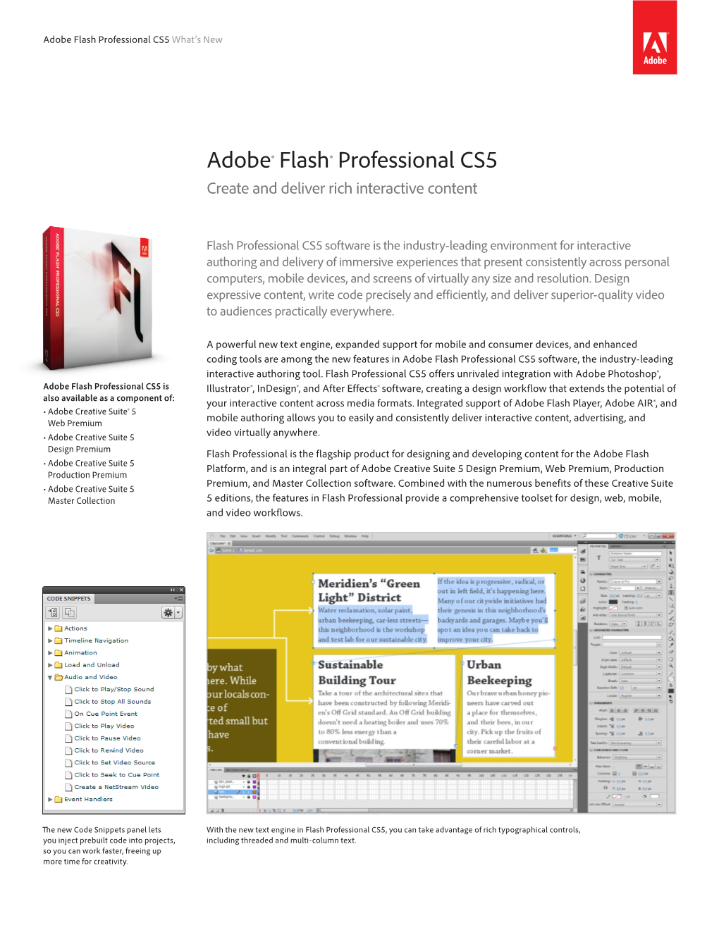 Adobe® Flash® Professional CS5 What's