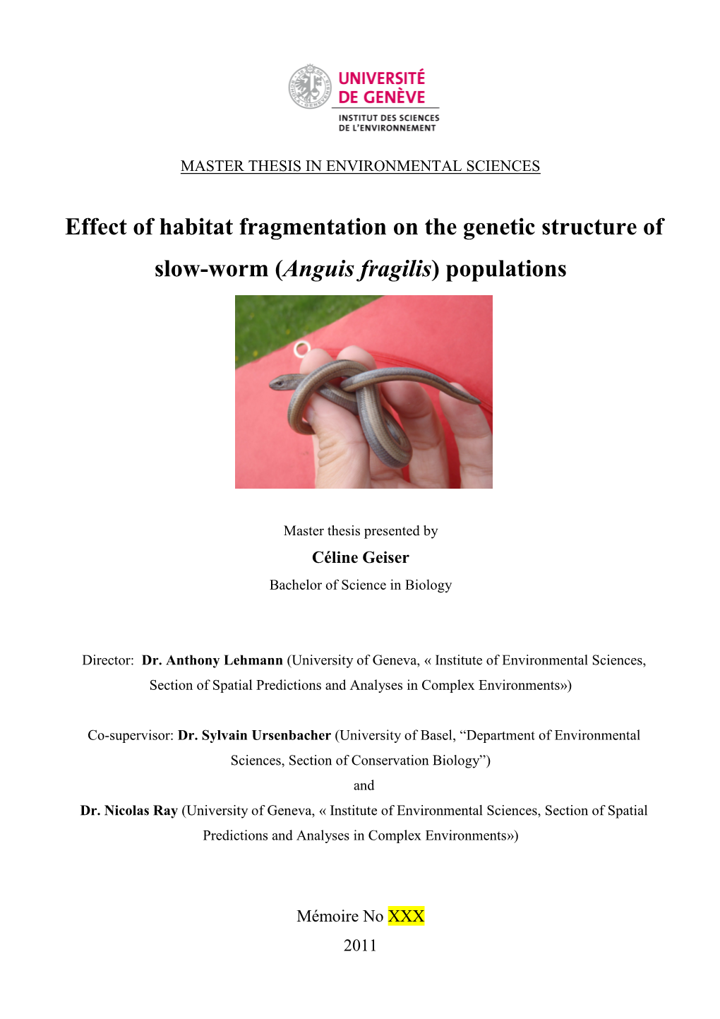 Anguis Fragilis ) Populations