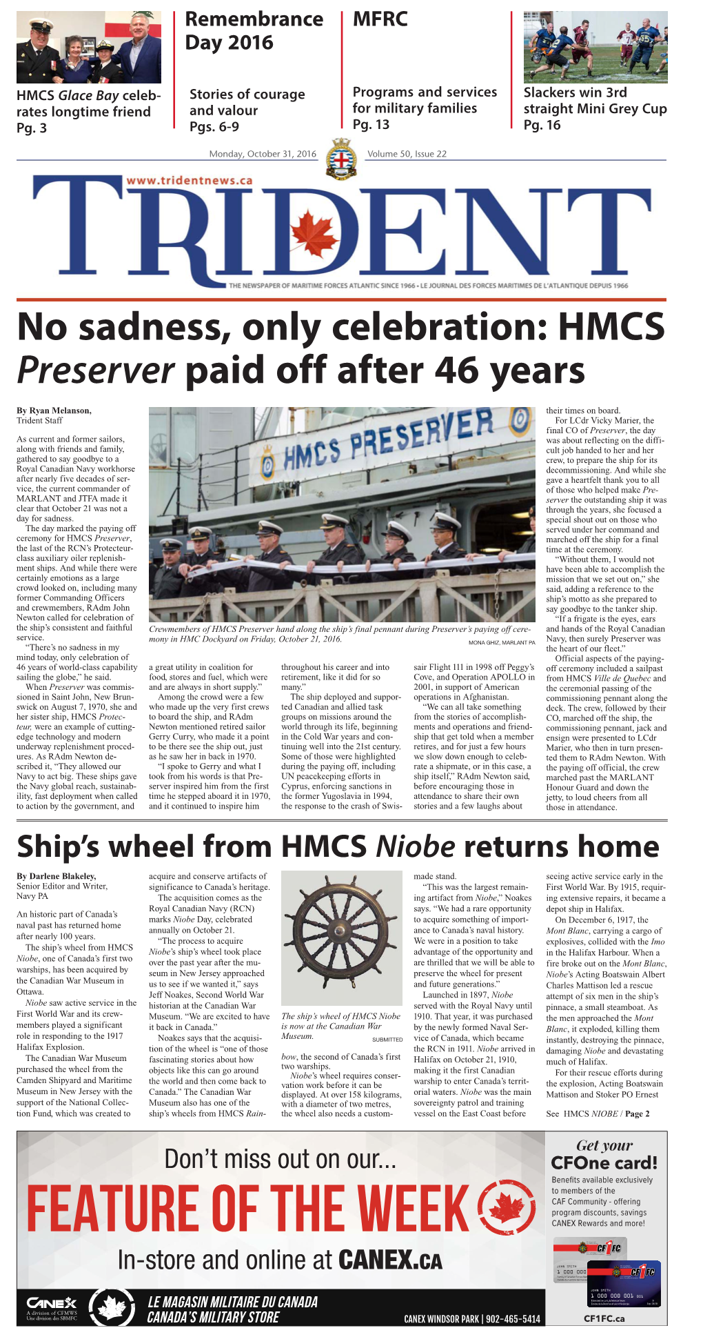 No Sadness, Only Celebration: HMCS Preserver Paid Off After 46 Years