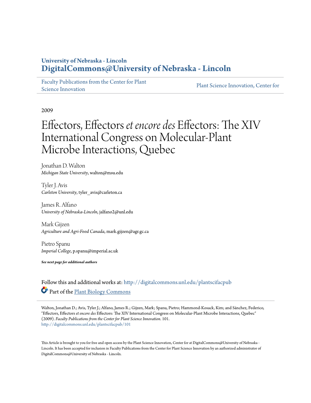 The XIV International Congress on Molecular-Plant Microbe Interactions, Quebec Jonathan D