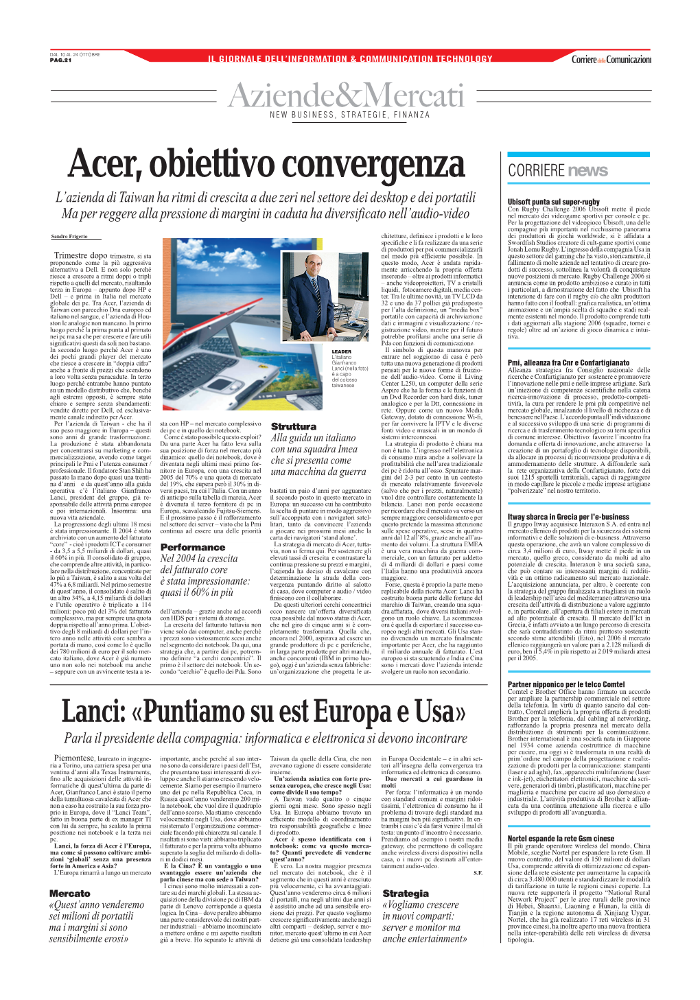 Acer, Obiettivo Convergenza CORRIERE News