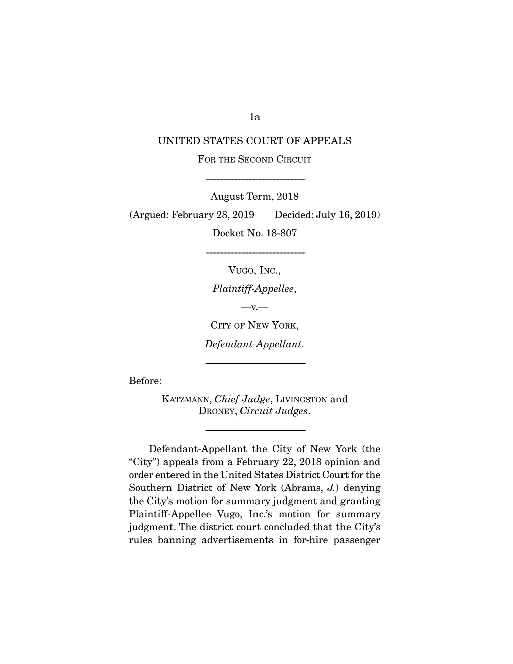 (Argued: February 28, 2019 Decided: July 16, 2019) Docket No