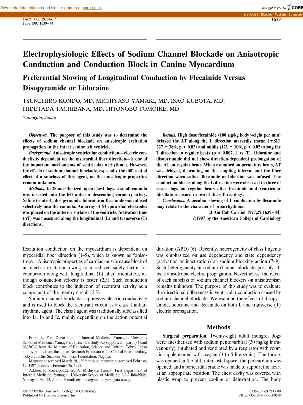 Electrophysiologic Effects of Sodium Channel Blockade on Anisotropic