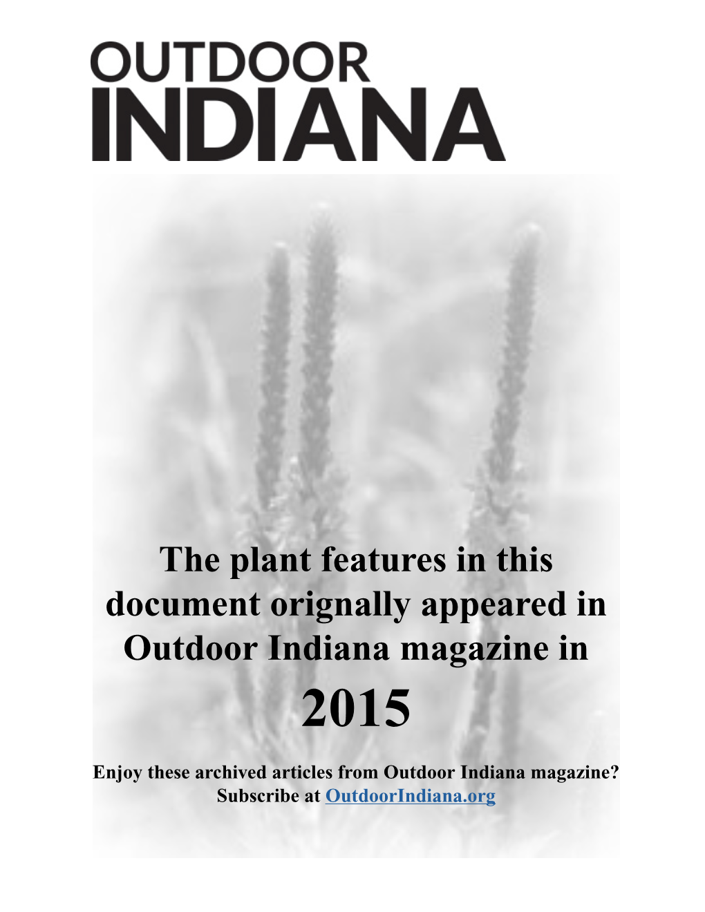 Outdoor Indiana Plant Features for 2015