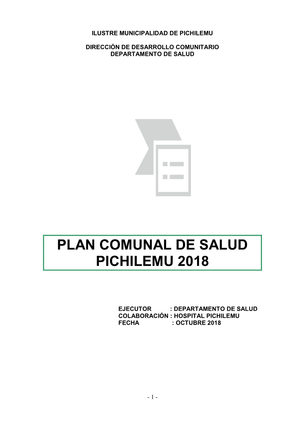 Plan Comunal De Salud Pichilemu 2018