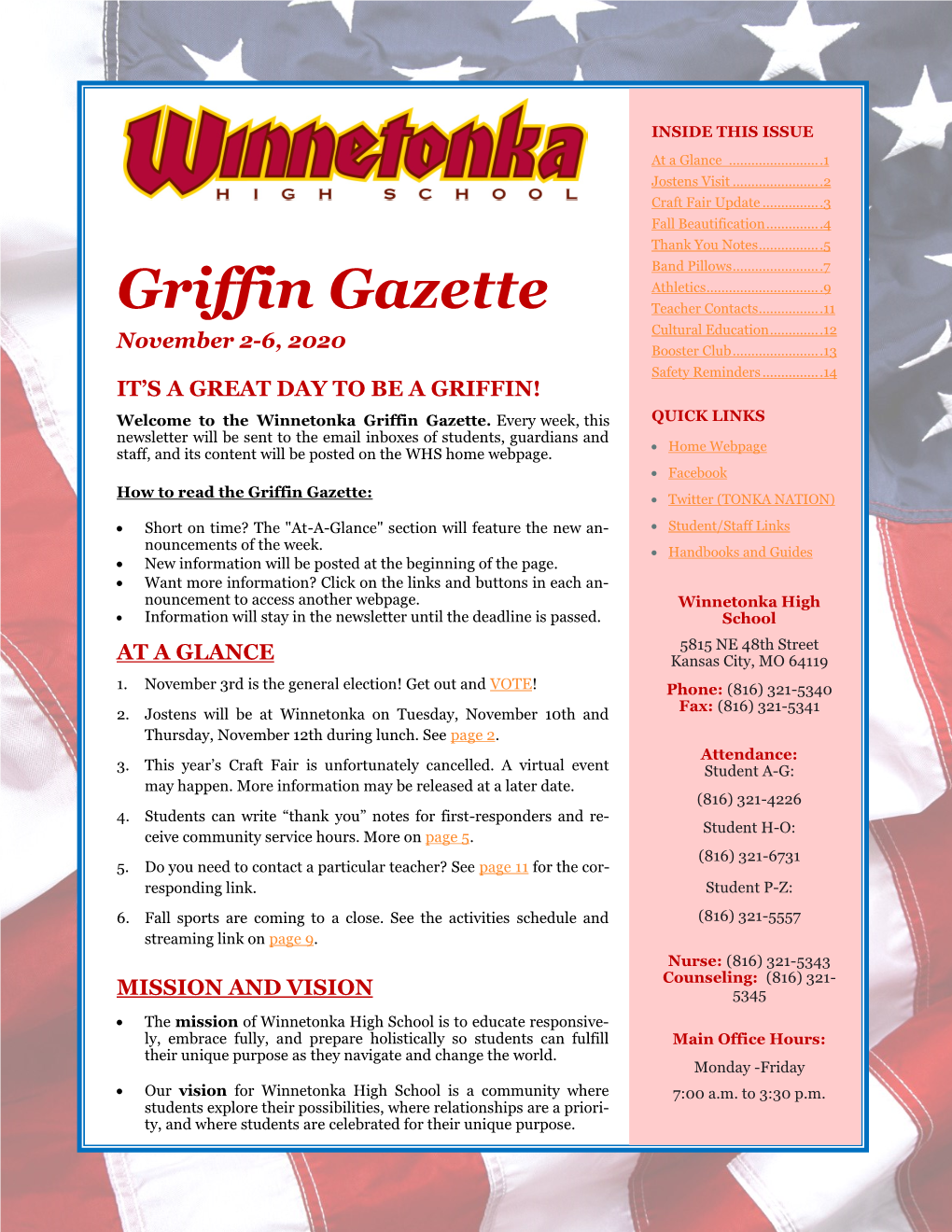 Griffin Gazette Teacher Contacts
