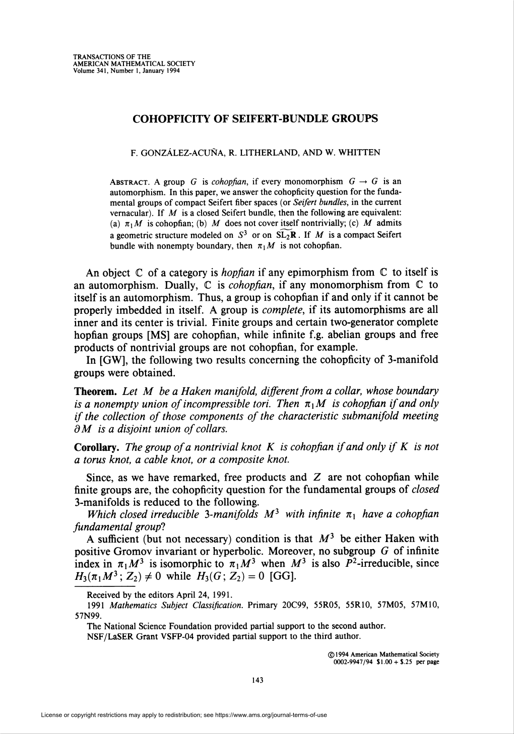 Cohopficity of Seifert-Bundle Groups