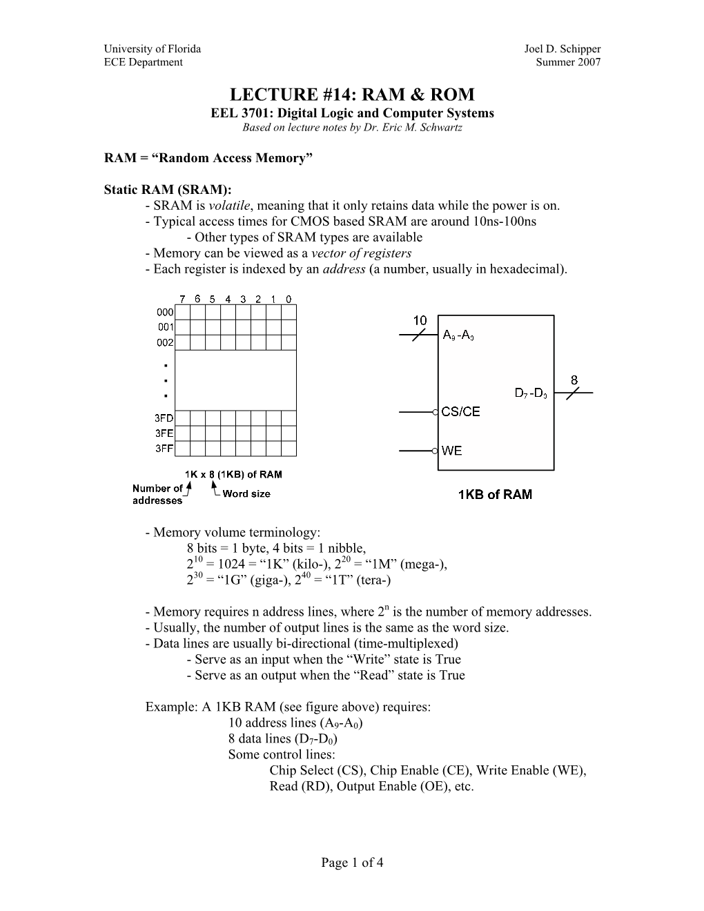 Lecture #14: Ram &