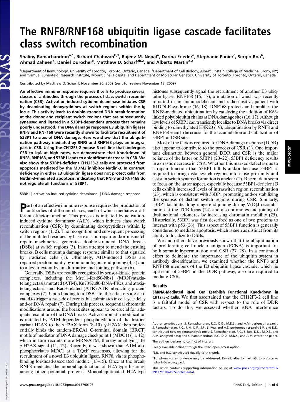 The RNF8/RNF168 Ubiquitin Ligase Cascade Facilitates Class Switch Recombination