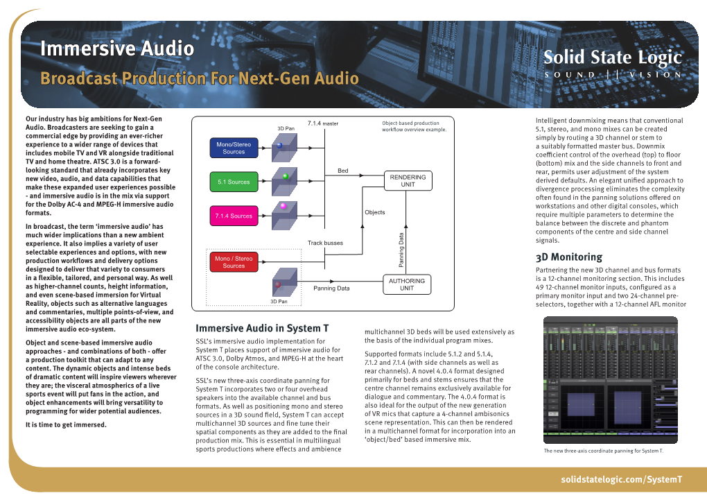 Immersive Audio Broadcast Production for Next-Gen Audio