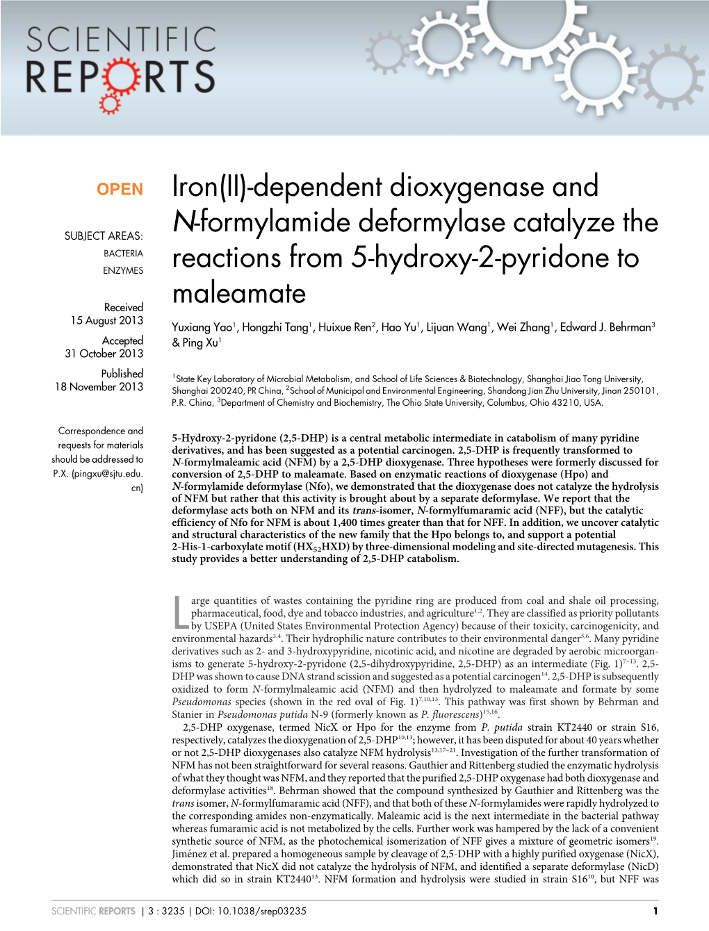 Iron(II)-Dependent Dioxygenase and N-Formylamide Deformylase Catalyze