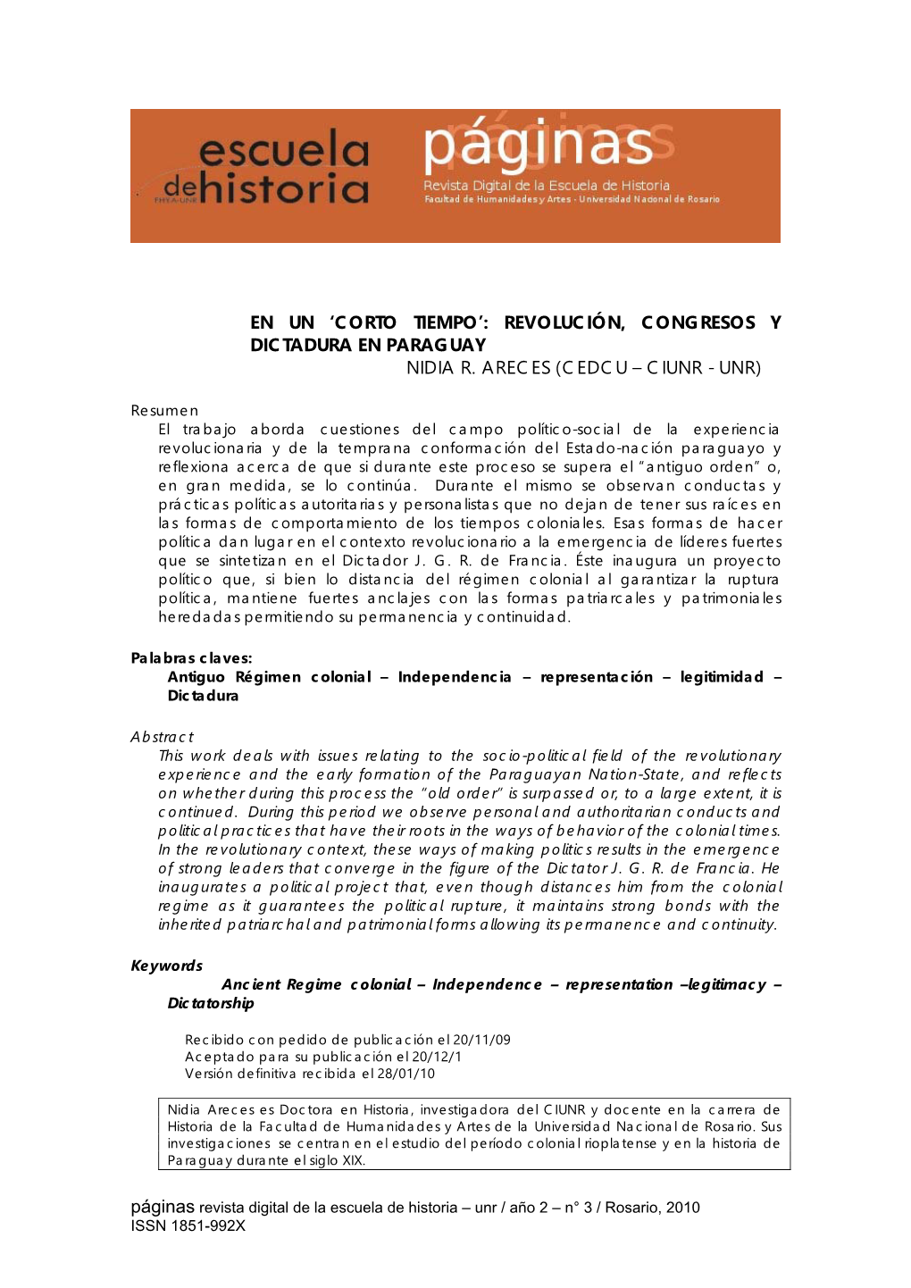 Revolución, Congresos Y Dictadura En Paraguay Nidia R