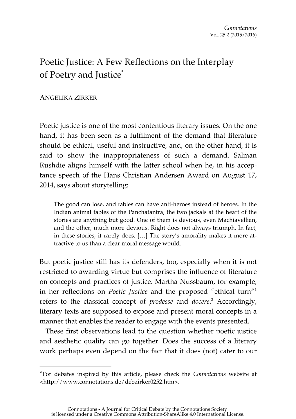 Poetic Justice: a Few Reflections on the Interplay of Poetry and Justice*