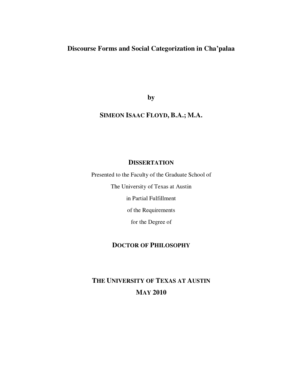 Discourse Forms and Social Categorization in Cha'palaa By