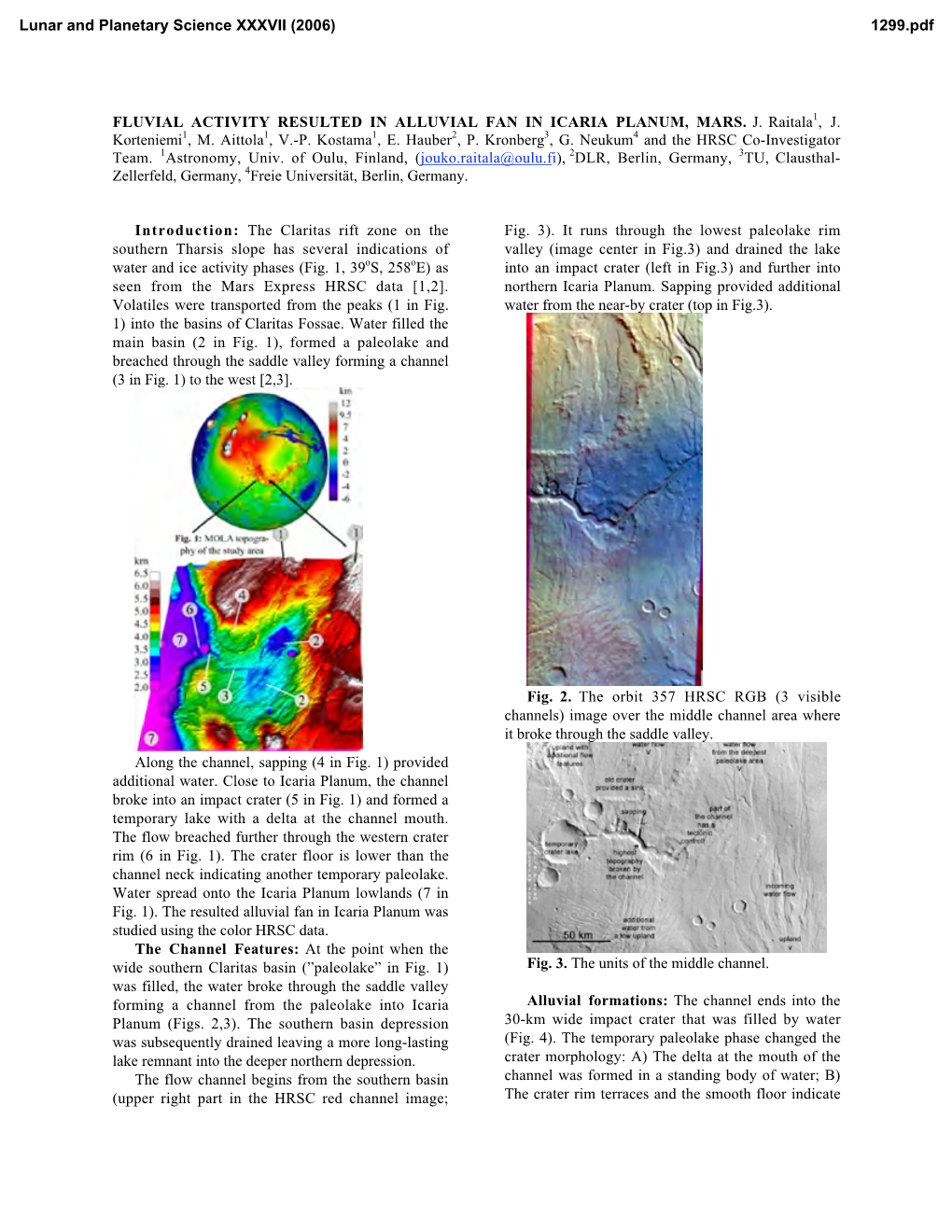 Fluvial Activity Resulted in Alluvial Fan in Icaria Planum, Mars