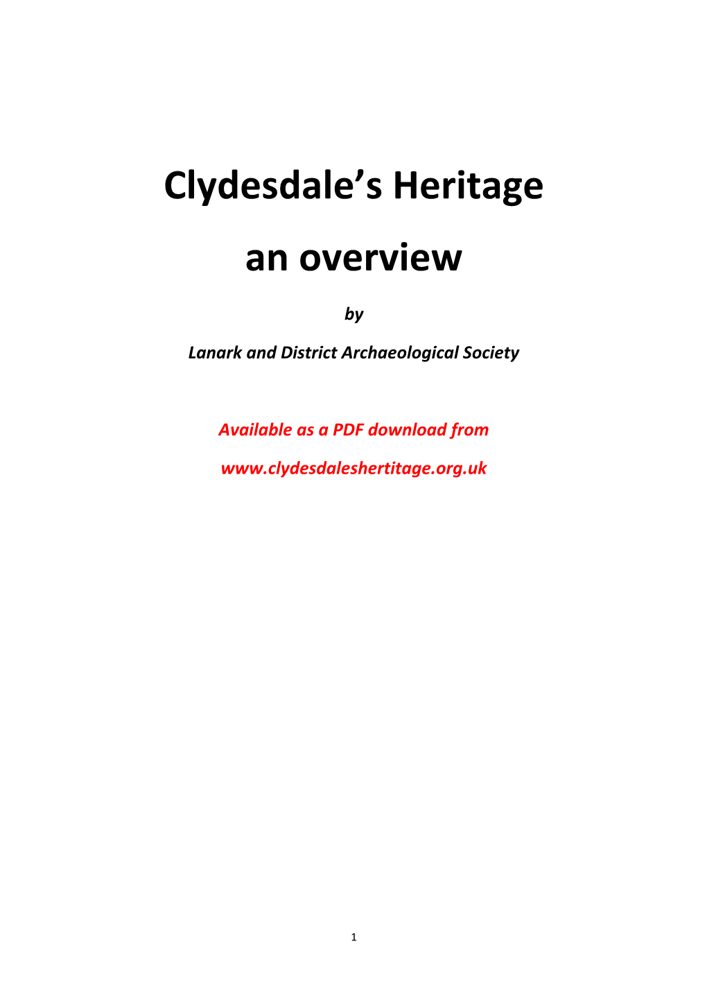 Clydesdale's Heritage an Overview