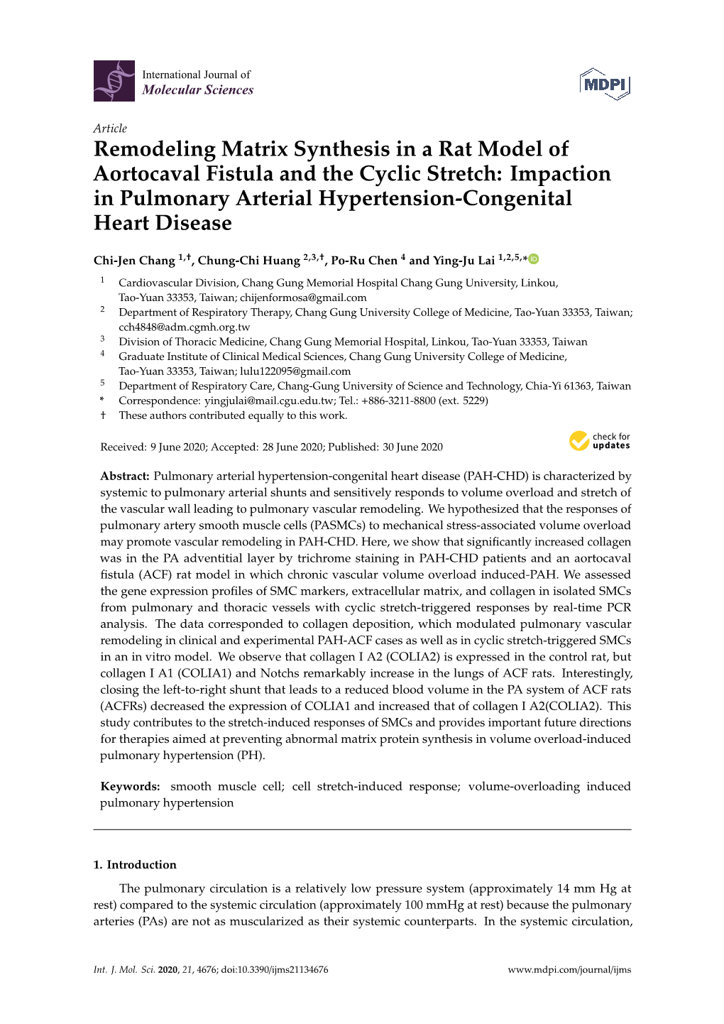 Remodeling Matrix Synthesis in a Rat Model of Aortocaval Fistula and the Cyclic Stretch: Impaction in Pulmonary Arterial Hypertension-Congenital Heart Disease