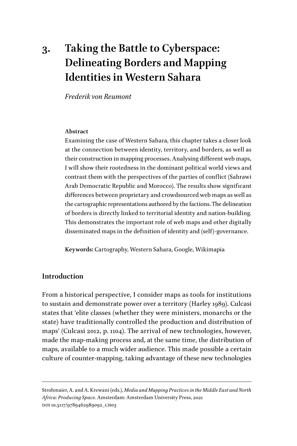 Delineating Borders and Mapping Identities in Western Sahara