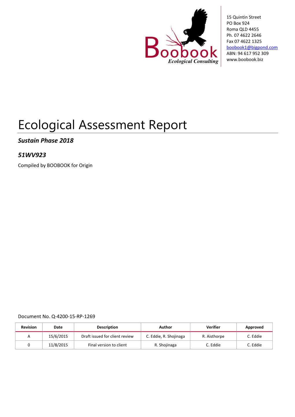 Ecological Assessment Report Sustain Phase 2018