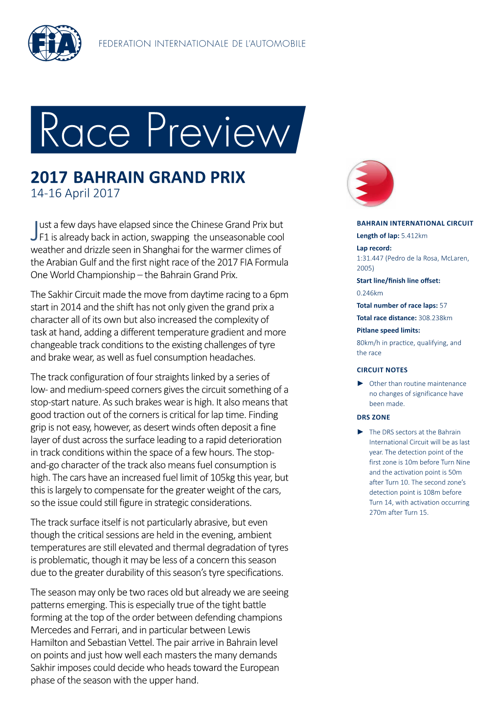 2017 BAHRAIN GRAND PRIX 14-16 April 2017