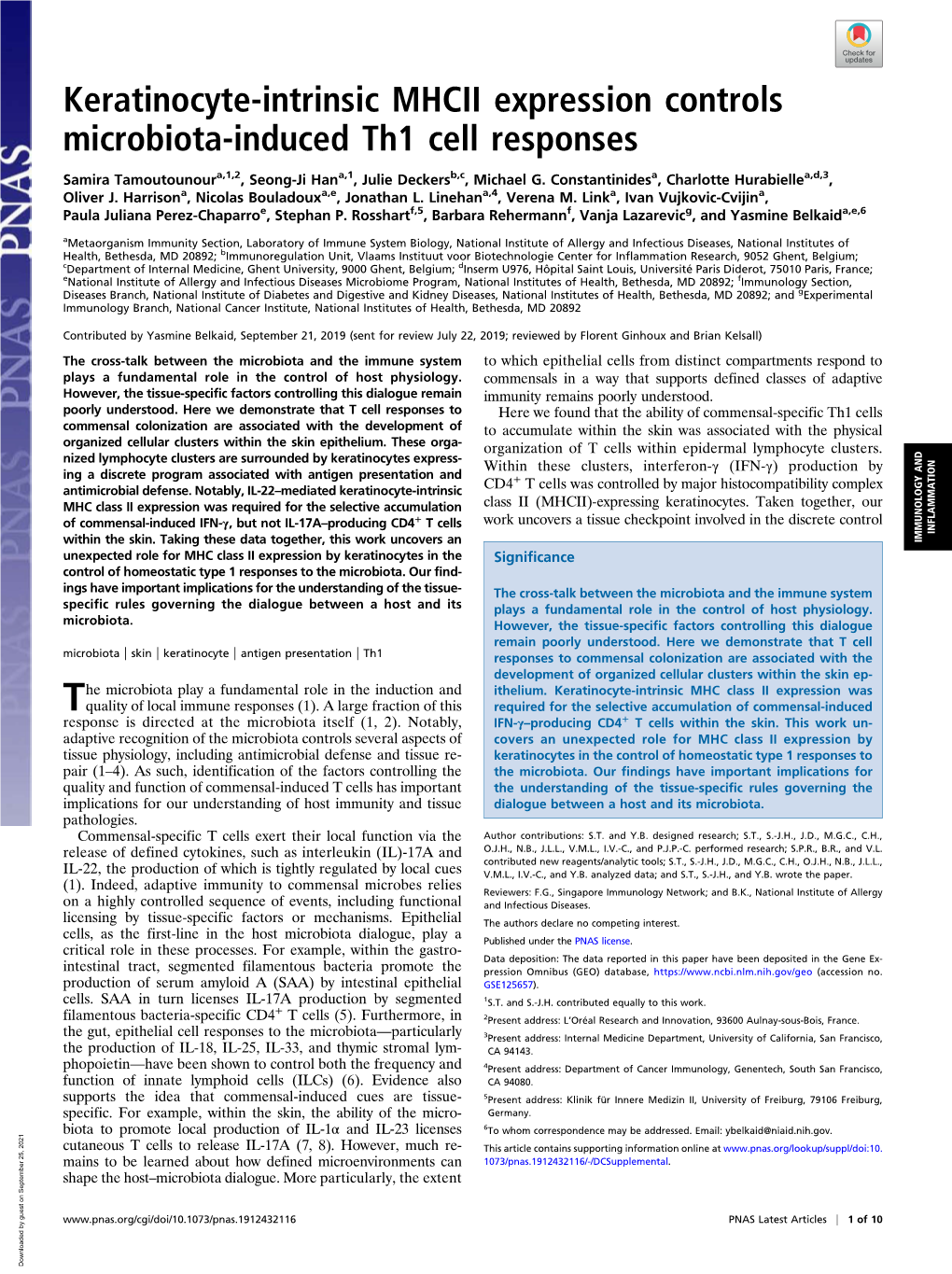 Keratinocyte-Intrinsic MHCII Expression Controls Microbiota-Induced Th1 Cell Responses