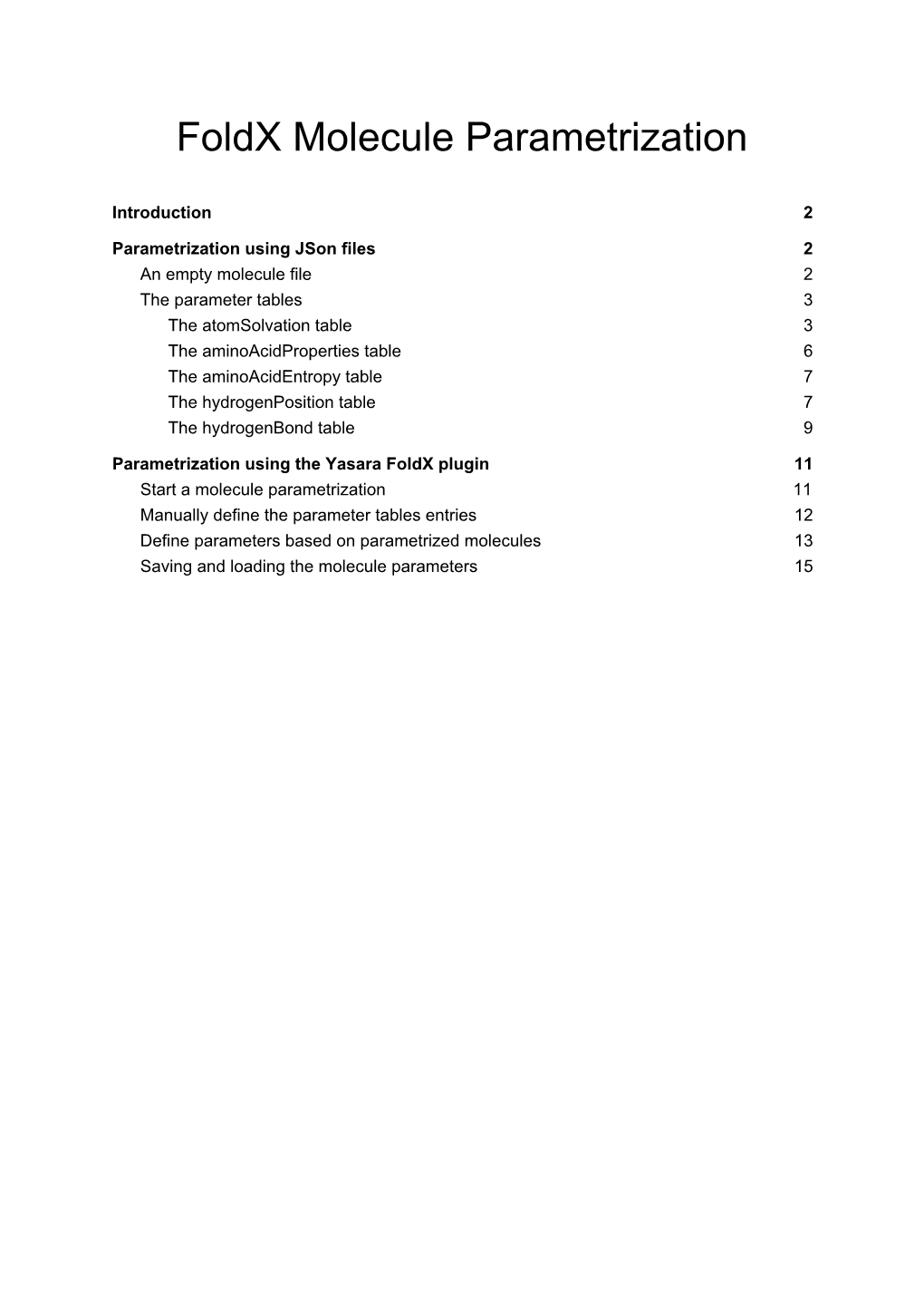 Foldx Molecule Parametrization