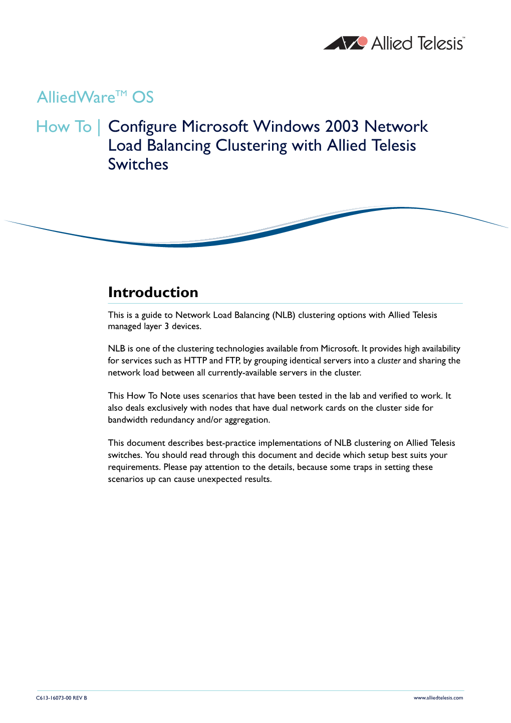 How to Configure Microsoft Windows 2003 Network Load Balancing