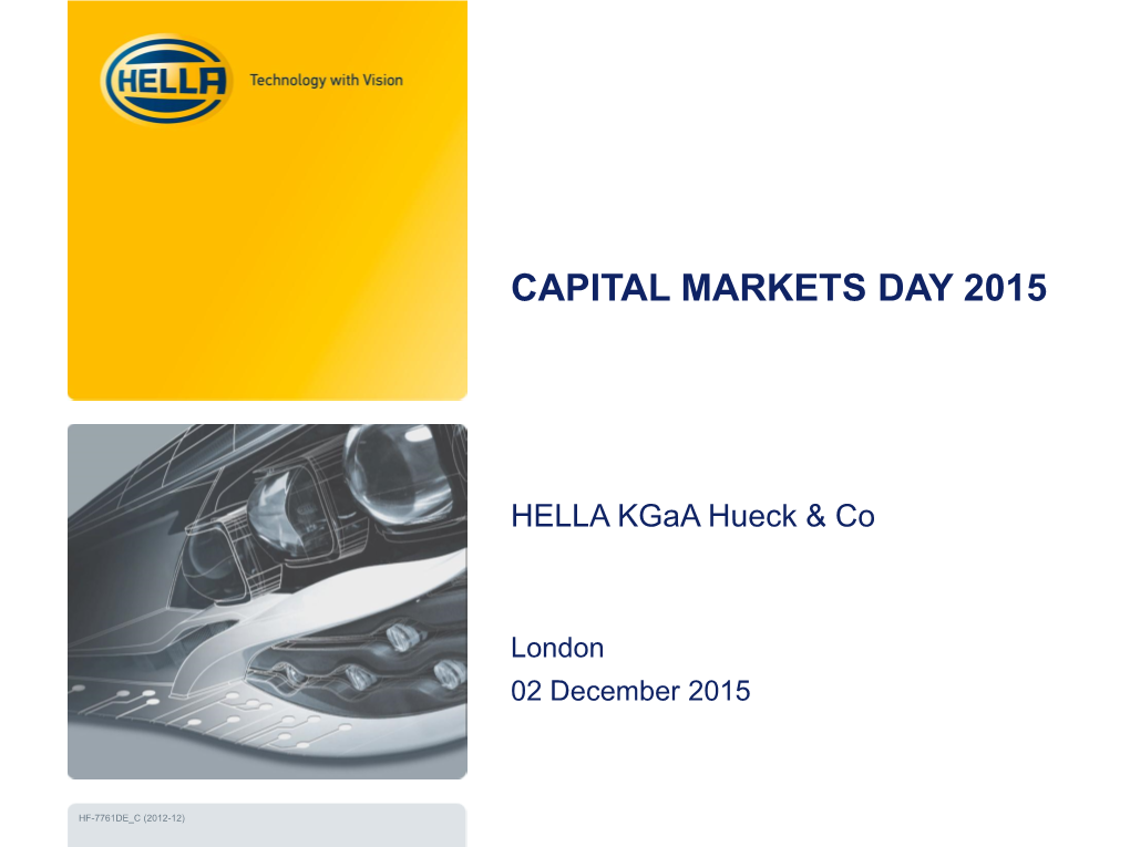 HELLA Capital Markets Day