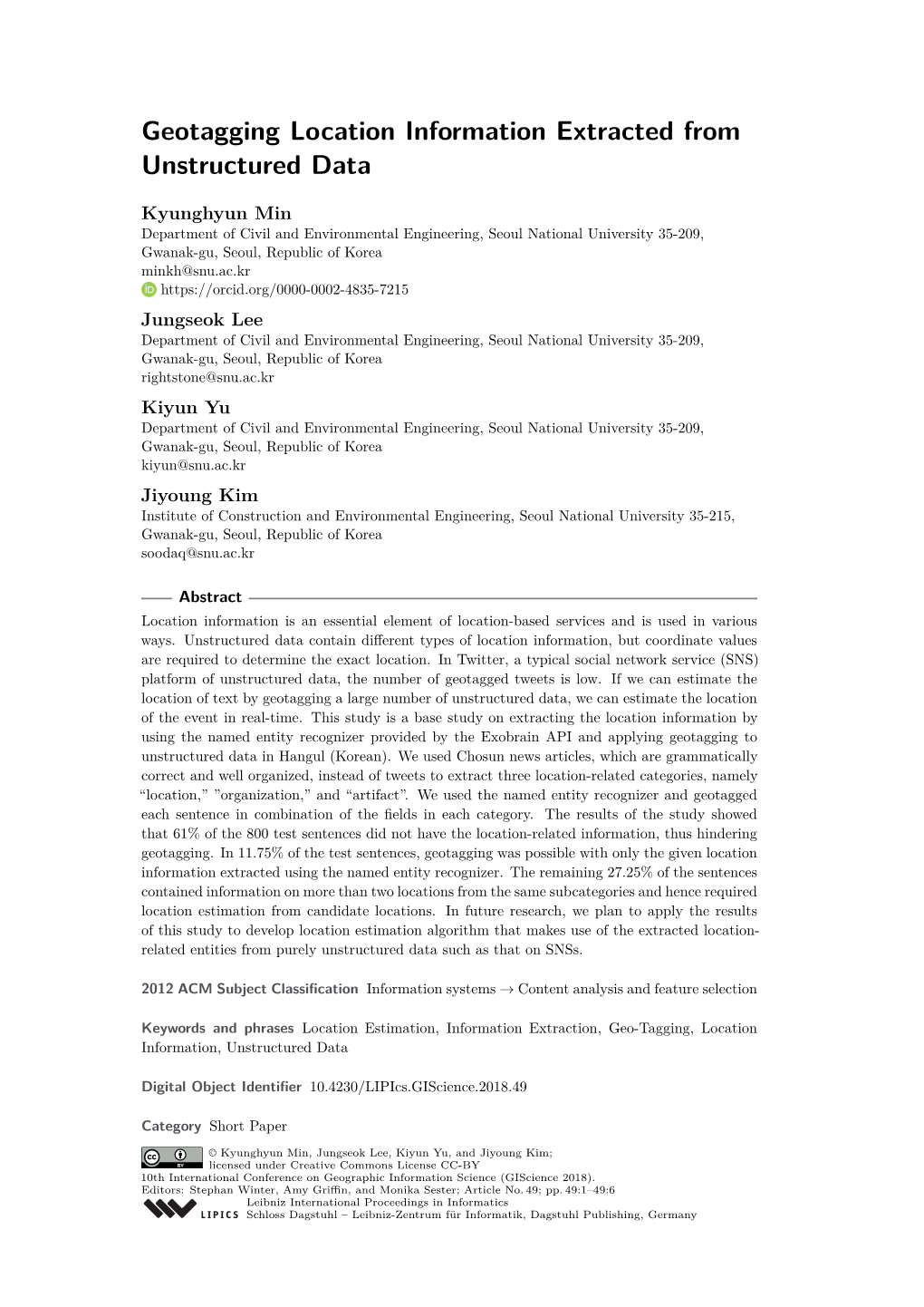 Geotagging Location Information Extracted from Unstructured Data