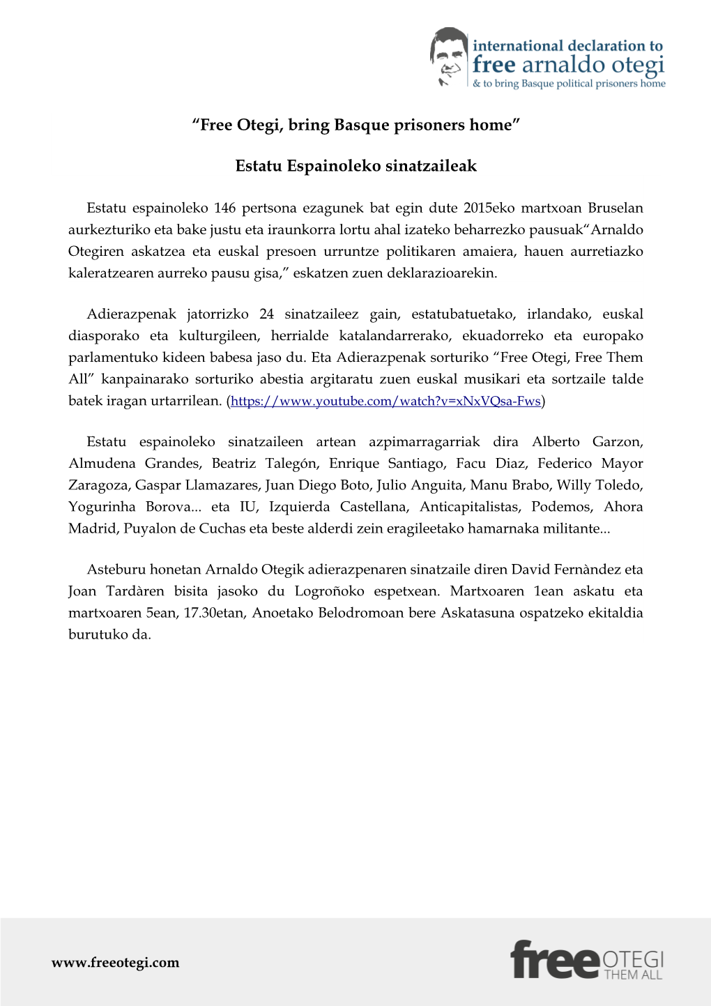 'Free Otegi, Free Them All' Del Estado Español. [.Pdf]