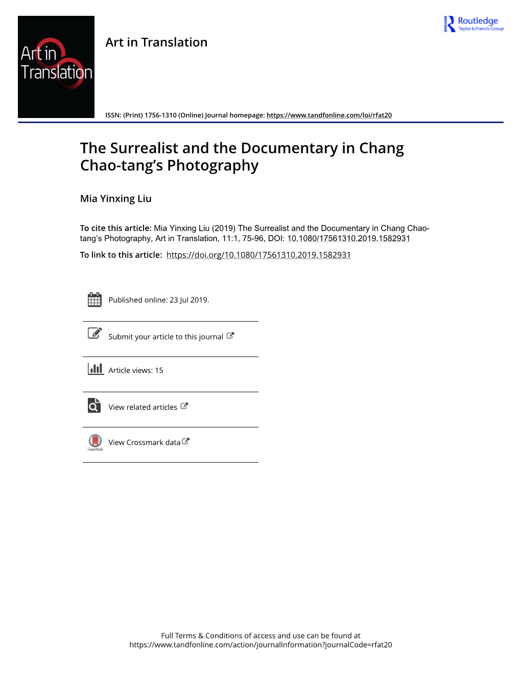 The Surrealist and the Documentary in Chang Chao-Tang's Photography