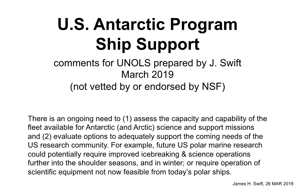 U.S. Antarctic Program Ship Support