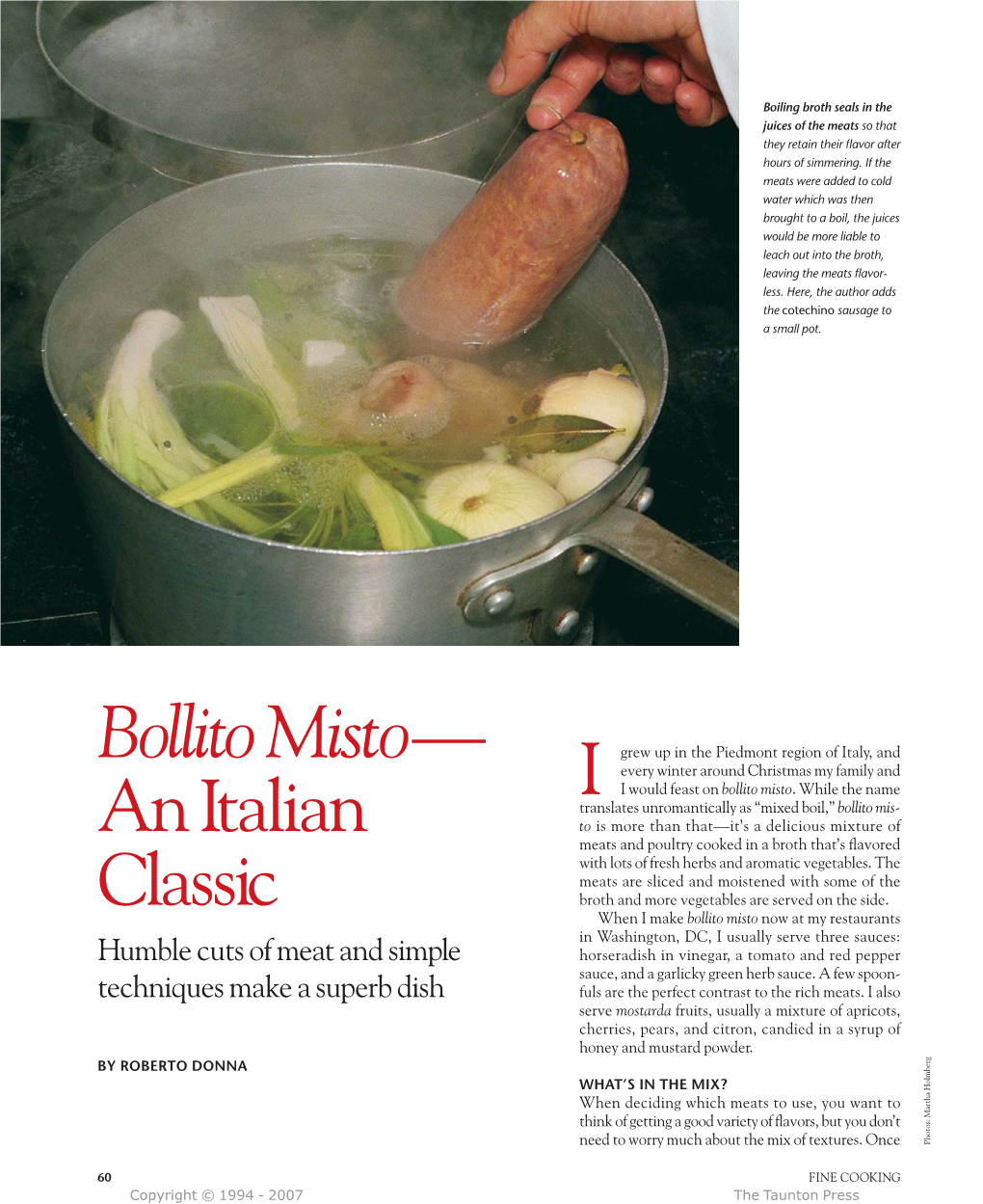 Bollito Misto— Grew up in the Piedmont Region of Italy, and Every Winter Around Christmas My Family and I I Would Feast on Bollito Misto