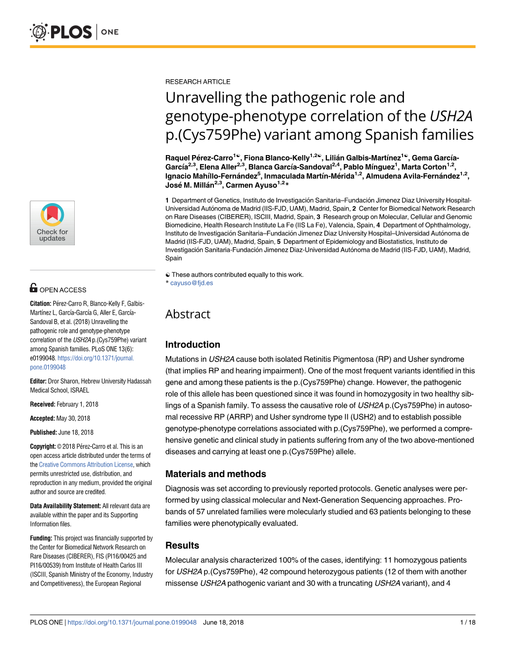 Unravelling the Pathogenic Role and Genotype-Phenotype Correlation of the USH2A P.(Cys759phe) Variant Among Spanish Families