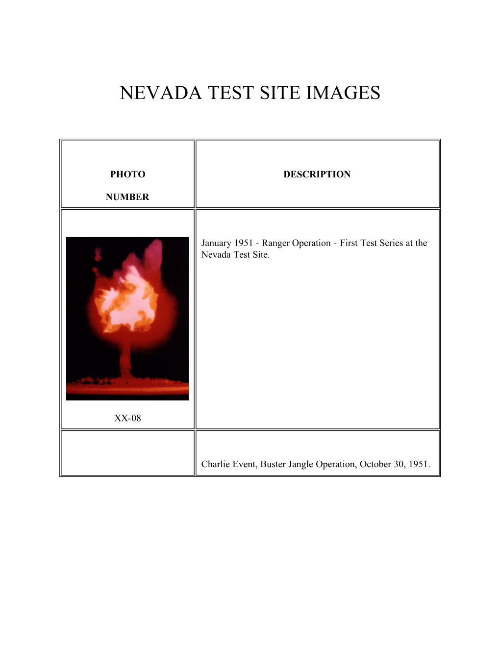 Nevada Test Site Images