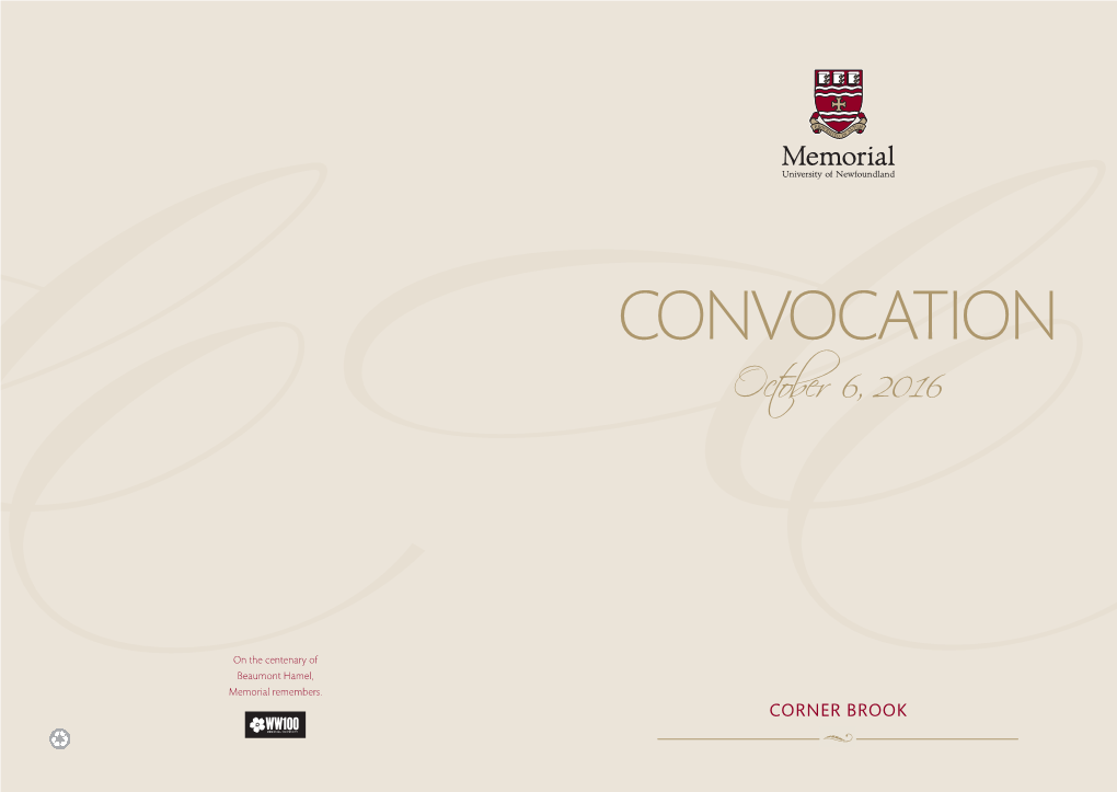 CONVOCATION O C to B E R 6 , 2016