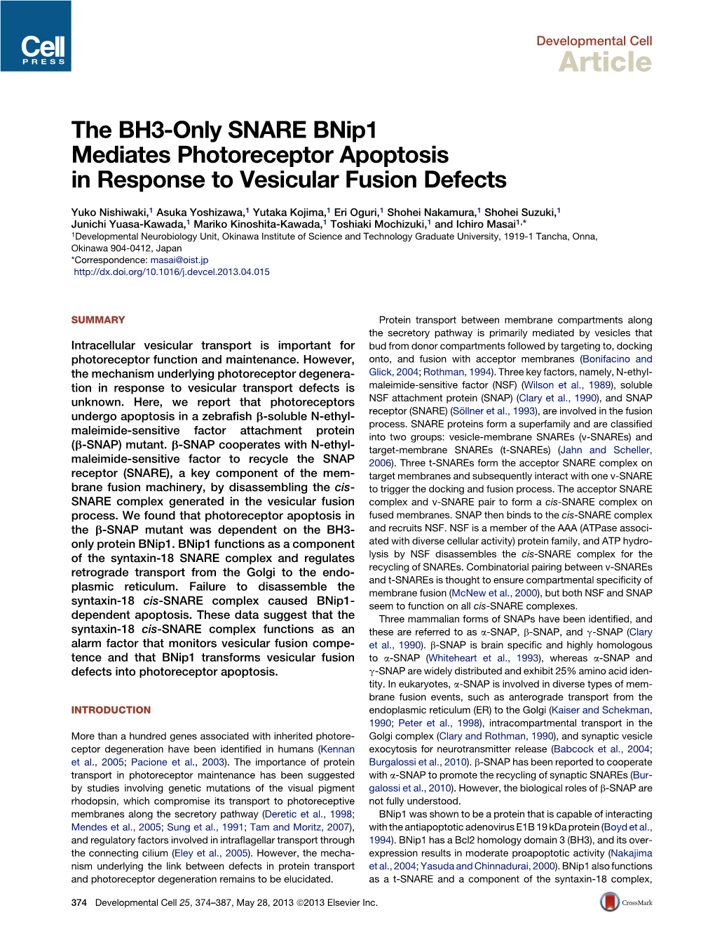 The BH3-Only SNARE Bnip1 Mediates Photoreceptor Apoptosis in Response to Vesicular Fusion Defects