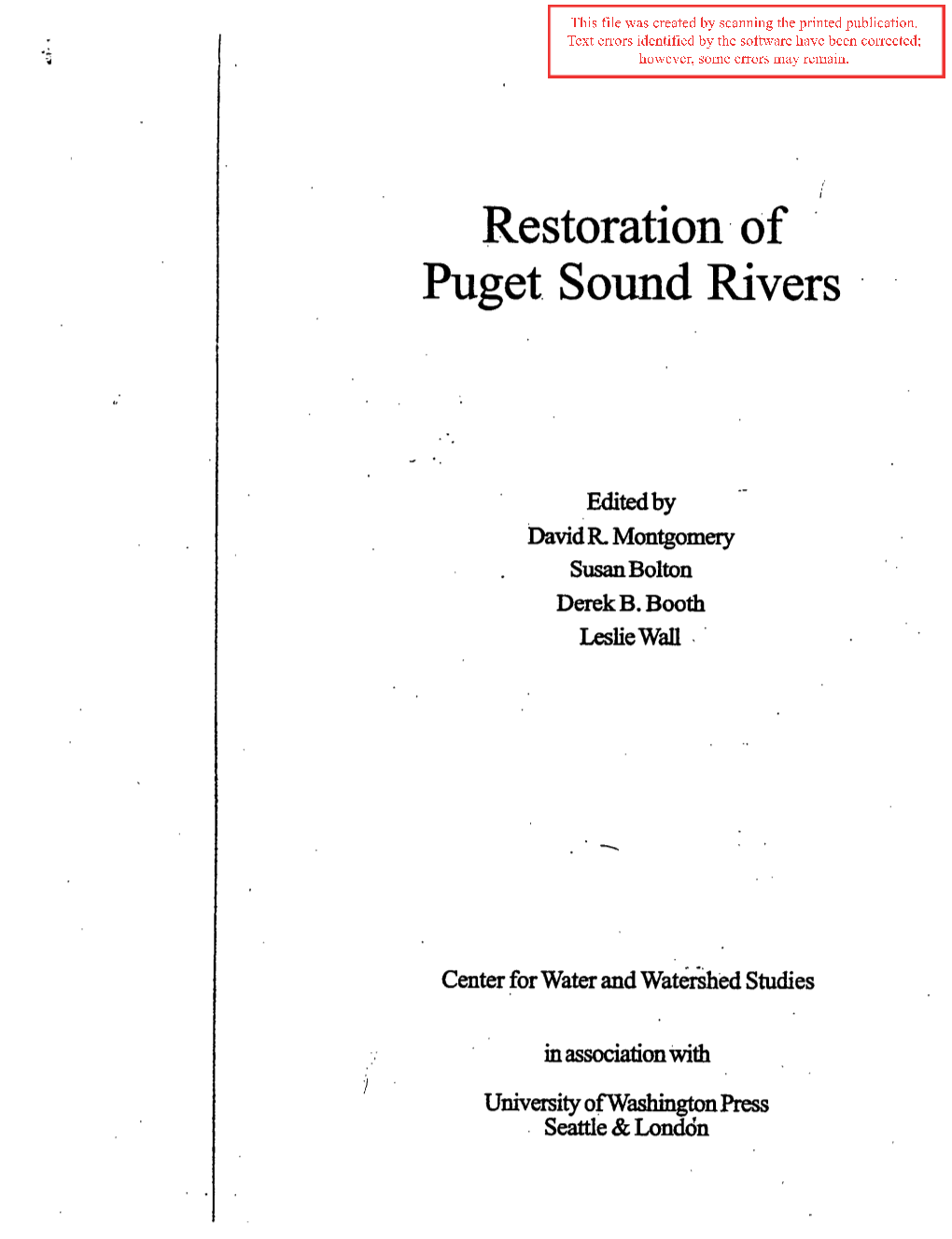 Restoration of Puget Sound Rivers