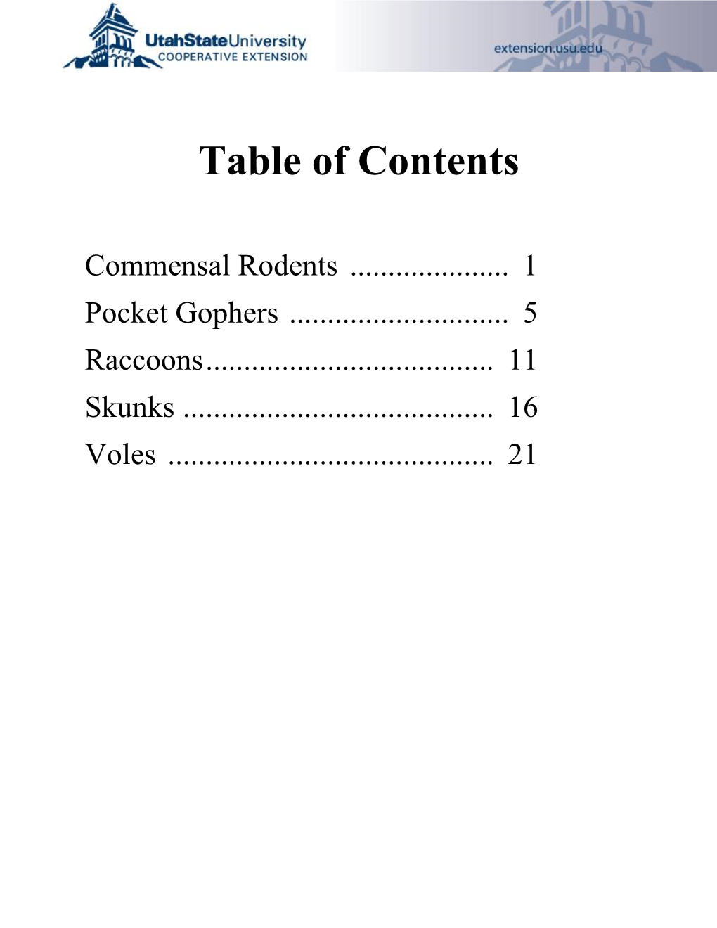 Table of Contents