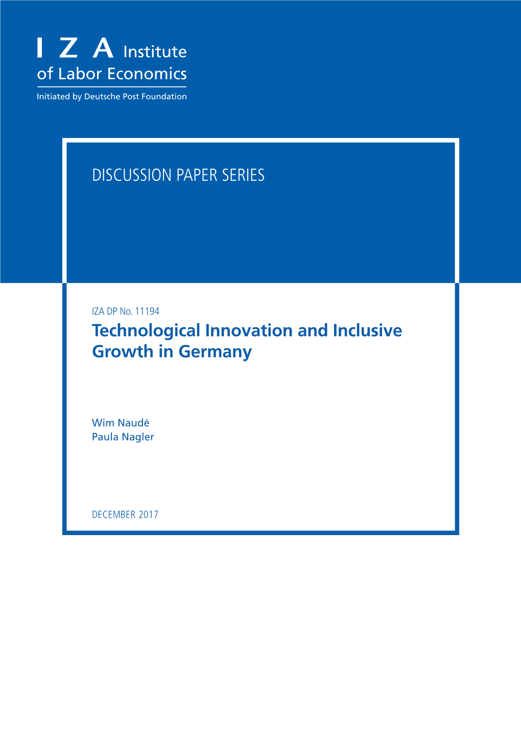 Technological Innovation and Inclusive Growth in Germany