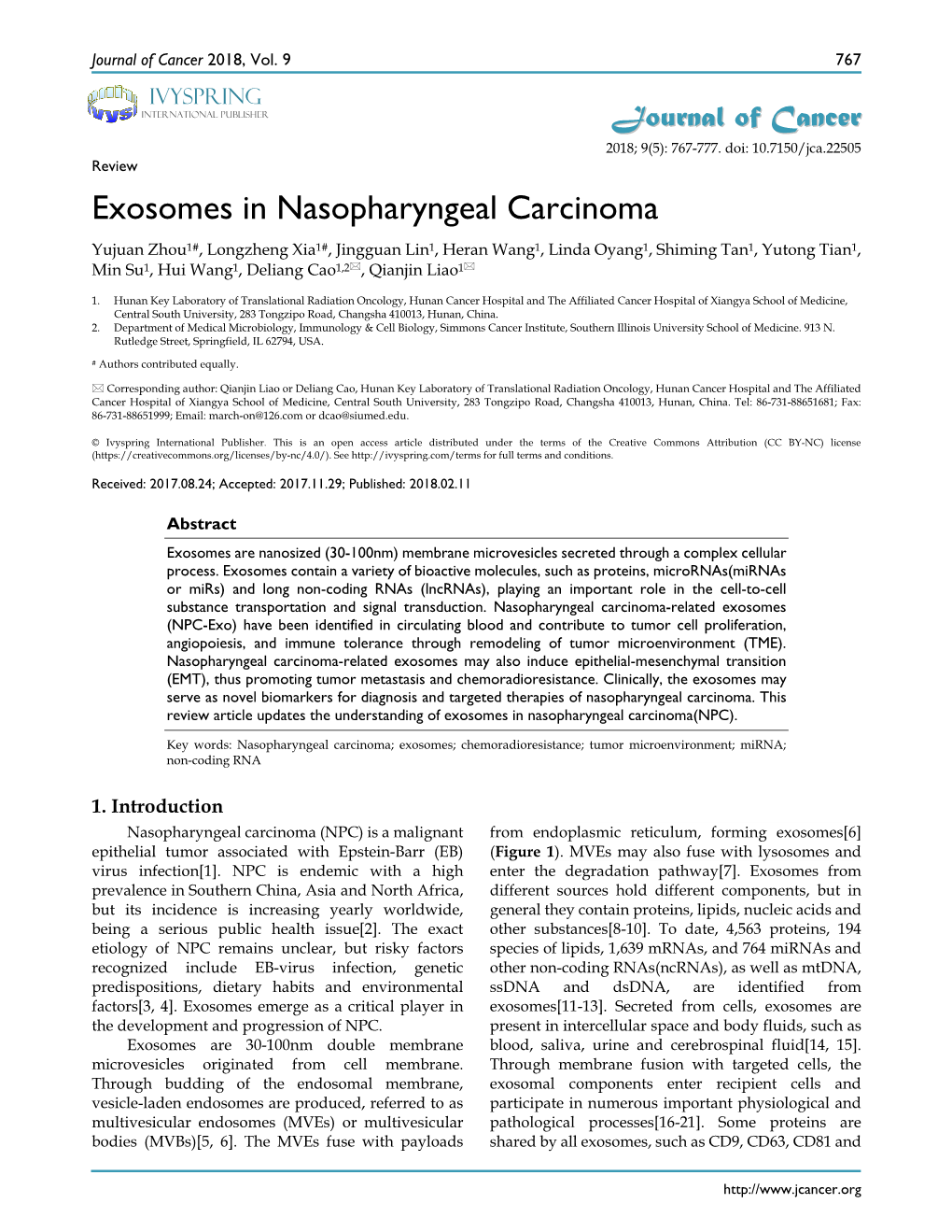 Exosomes in Nasopharyngeal Carcinoma