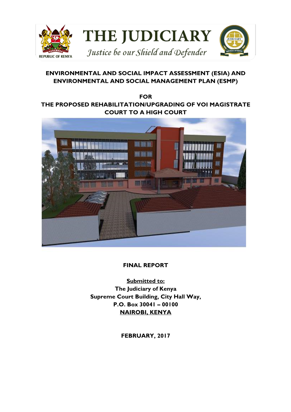 Environmental and Social Impact Assessment (Esia) and Environmental and Social Management Plan (Esmp)