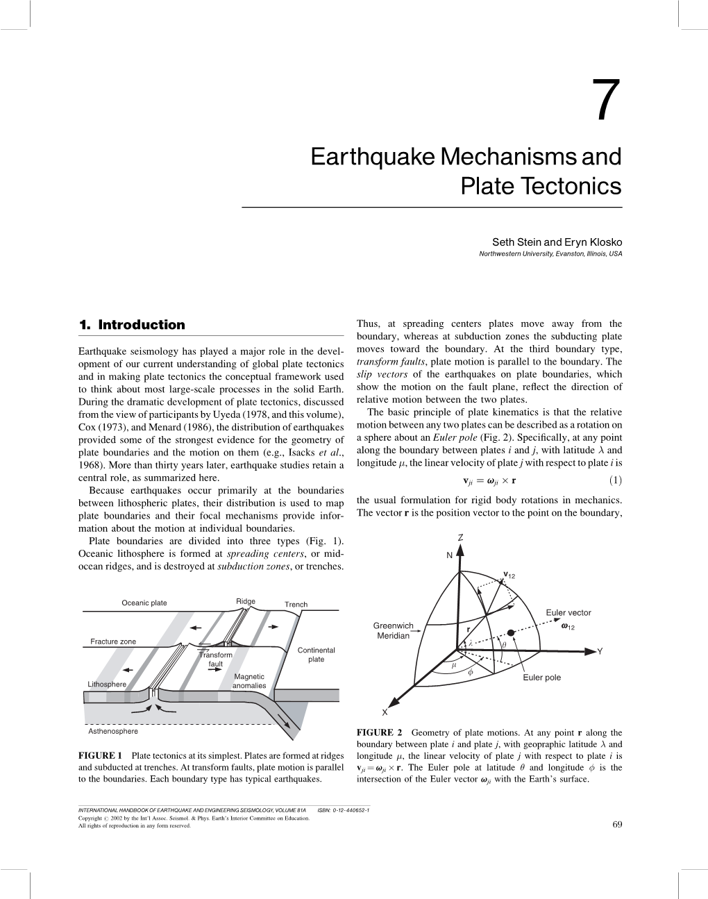 Earthquake Mechanisms and Plate Tectonics