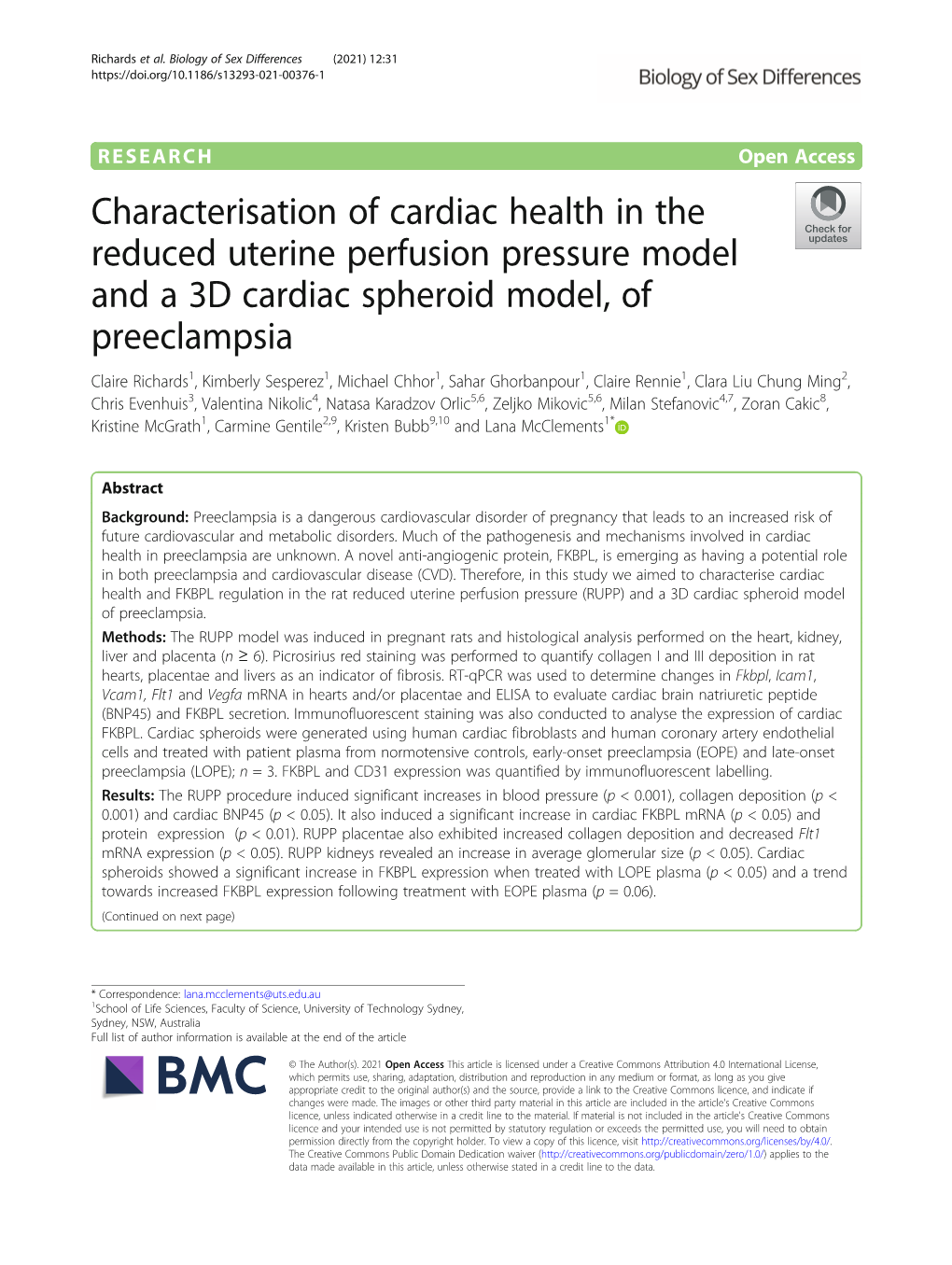 Characterisation of Cardiac Health in the Reduced Uterine Perfusion