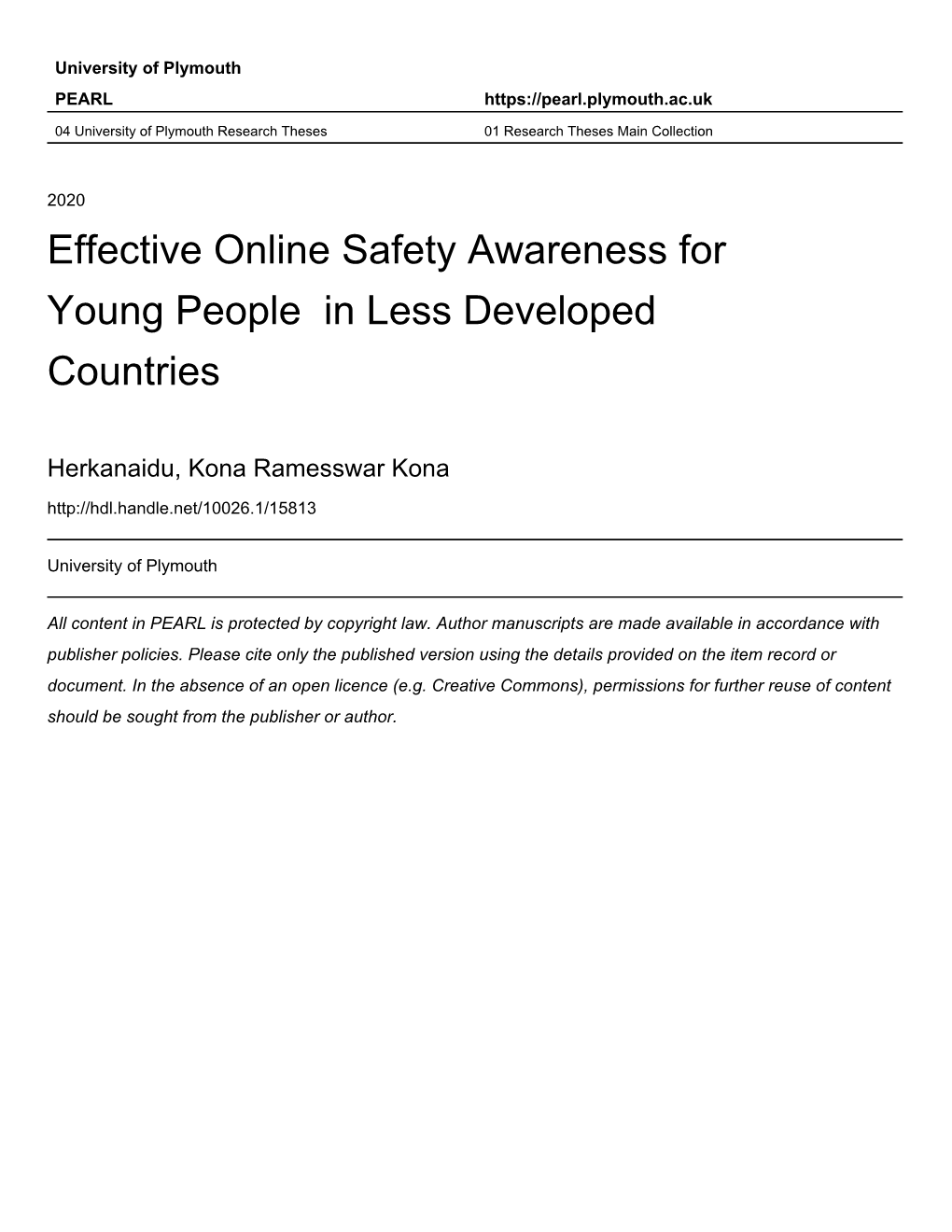 Effective Online Safety Awareness for Young People in Less Developed Countries