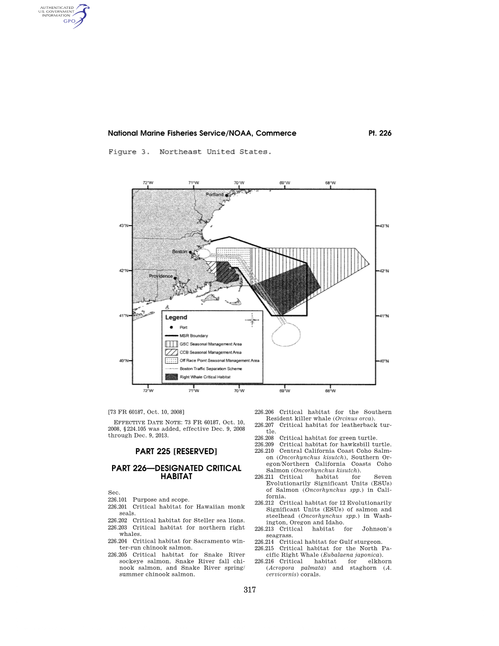 Part 226—Designated Critical Habitat